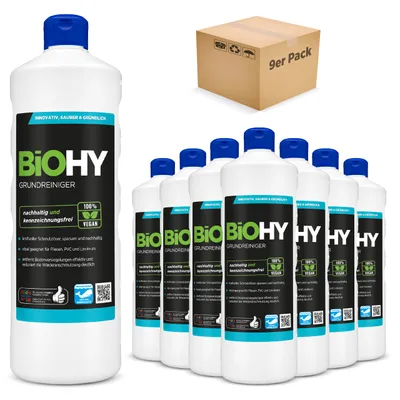 Produktbild von BiOHY Grundreiniger, Grundreinigungsmittel, Universalreiniger, -Konzentrat – 9er Pack (9 x 1 Liter Flasche)