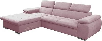Produktbild von Ecksofa mit Schlaffunktion und Bettkasten, Couch für Wohnzimmer, Schlafsofa Sofagarnitur Sofa Eckcouch L-Form Wohnlandschaft mit Bettfunktion NILUX (Eckosfa NILUX Rosa) 284 x 196 x 78 cm, Links Ottomane