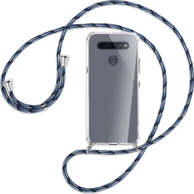 Produktbild von Handykette Backcover-Schutzhülle mit Band (Metall silberfarben) für LG K51S LM-K510 - Blautöne