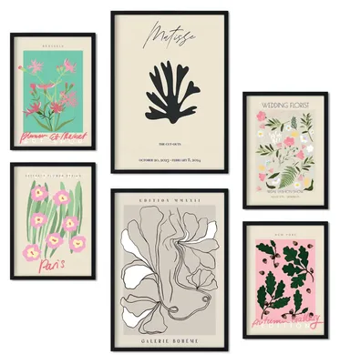 Immagine prodotto di Set di poster, stile collage, composto da 6 elementi, formati A3 e A4, ideali per la decorazione delle pareti
