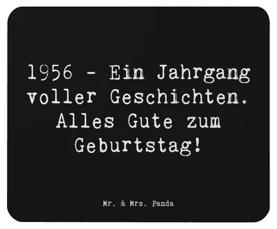 Produktbild von Mr. & Mrs. Panda Mauspad Spruch 1956 Geburtstag - Schwarz - Geschenk, Mousepad, laptop, Alter, Happy Birthday, Feier, Meilenstein, pc mausunterlage, Erinnerung, Mouse Pad