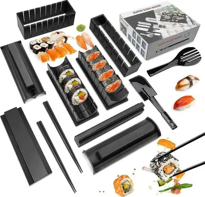 Obrázek produktu pro Sada na sushi, 12dílná sada nástrojů na sushi z prvotřídního plastu, válečky na sushi rýži