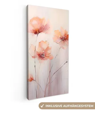 Produktbild von MuchoWow® - Leinwandbilder - Mohn - Blumen - Kunst - Abstrakt - Aquarell, Wandbild, Wanddeko Bilder Wohnzimmer, 20x40cm