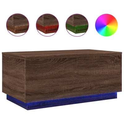 Produktbild von Couchtisch mit LED-Leuchten Braun Eichen-Optik 90x50x40 cm