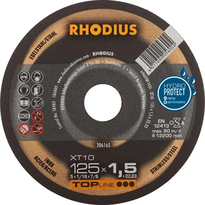 Obrázok produktu pre Rhodius XT10 206165 Cutting disc (straight) 125 mm 1 pc(s) Stainless steel, Steel