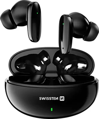 Produktbild von Swissten, Kabellose Bluetooth 5.3 Kopfhörer Laufzeit 6h mit Ladebox, Schwarz