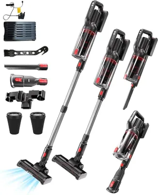 Obrázek produktu pro Akumulátorový bezdrátový vysavač, 40 kPa/450 W/50 minut, vhodný pro: chlupy domácích zvířat, koberce, tvrdé podlahy, auto. Obsahuje: antiblokovací kartáč, možnost samostatného postavení, nabíjecí stanice na zeď, 8vrstvé filtrace, velmi tichý provoz