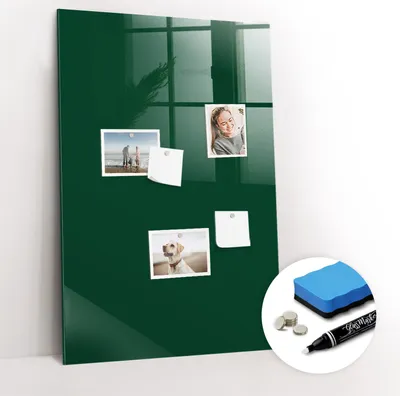 Produktbild von Magnetpinnwand Memoboard - Zubehörsatz - Weißer Marker + Schwamm + Magnete - 60 x 90 cm - Farbe flaschengrün
