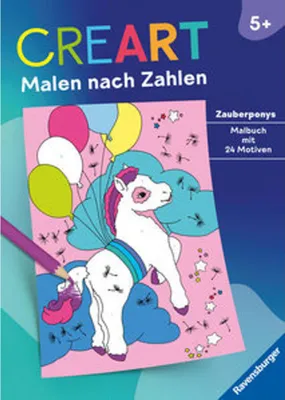 Produktbild von Ravensburger CreArt Malen nach Zahlen ab 5: Zauberponys, Malbuch, 24 Motive