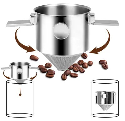 Faltbarer Pour-Over-Kaffeefilter aus Edelstahl, wiederverwendbar, für Reisen
