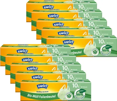 Produktbild von Swirl -Müll Folien-Beutel 10l mit Tragegriff 10 stk./Rolle (10er Pack)