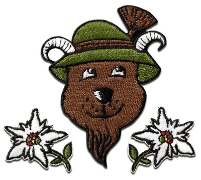 Obrázek produktu pro Sada Bear Gamsbarthut Tirol - nášivka, nažehlovací, nažehlovací obrázek, nášivka, nášivka, k nažehlení, velikost: různé velikosti