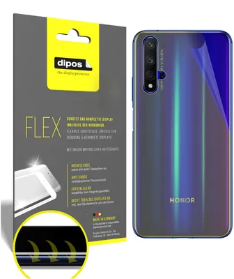 Produktbild von 2x Schutzfolie für Huawei Nova 5T Rückseite Folie, 100% Displayabdeckung, dipos Flex
