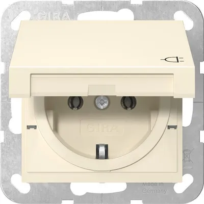Produktbild von GIRA 445401 SCHUKO-Steckdose Klappdeckel System 55 Cremeweiß glänzend
