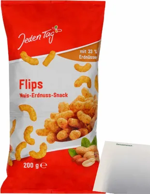 Produktbild von Jeden Tag Erdnussflips mit 33 % Erdnüssen (200g Packung) + usy Block