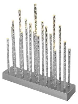 Imagen del producto de Vela navideña LED, color plateado, 25 x 28,5 cm, para uso en interiores, luz blanca cálida, con temporizador