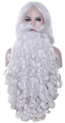 Productafbeelding van Kerstman Kostuum Set - Witte Peruc en Baard 60 cm