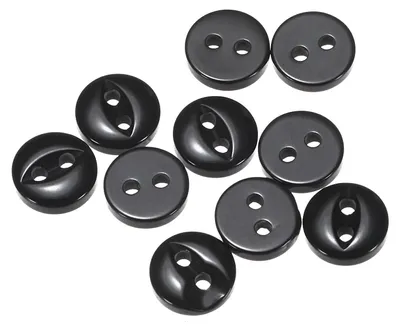 Runde Nähknöpfe 10 Stück, 9 mm, schwarz, Harz, 2 Löcher