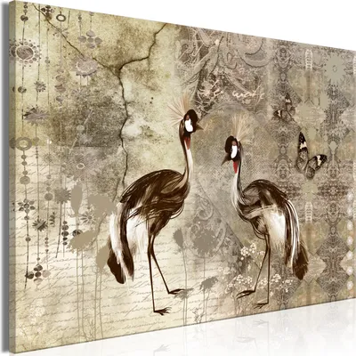 Produktbild von Italienischer Leinwand Leinwandbild - Retro Cranes (1 Part) Wide 60x40 cm Tiere g-C-10020-b-a
