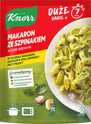 Zdjęcie produktu dla Knorr Makaron ze szpinakiem w sosie serowym 160g