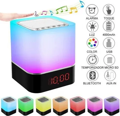 Produktbild von Bluetooth-Lautsprecher, tragbarer kabelloser Lautsprecher mit RGB-LED-Beleuchtung, Nachttischlampe, Wecker für Kinder und Erwachsene (RGB)