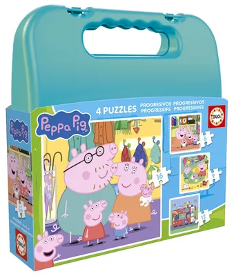 Obrázok produktu pre Puzzle 4w1 Świnka Peppa walizka 113788