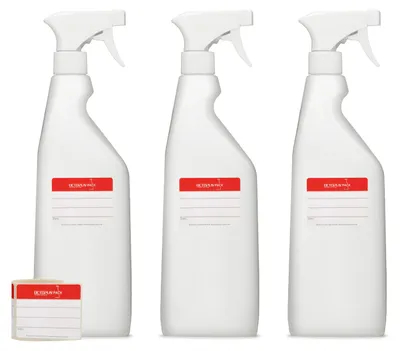 Produktbild von 3 x 750 ml Sprühflasche aus HDPE natur, G28, Sprühpistole weiß