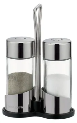 Salz- und Pfefferstreuer-Set, 2-teilig, Glas/Edelstahl, silber