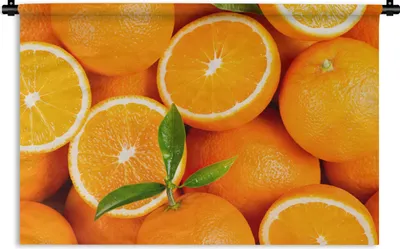 Produktbild von MuchoWow® Wandteppich Wandbehang Früchte - Orange - Blätter 120x80 cm Tapisserie Dekoration Wandtuch - Wanddekorationen - Wandtücher