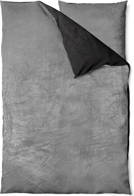 Produktbild von Winter Bettwäsche Teddy Plüsch Nicki Uni Flauschig Kuschelig Warm Weich Fleece, Farbe:Wende grau / schwarz, Größe:4 teilig 155x220 cm
