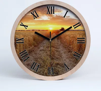 Produktbild von Holzuhr 25fi cm wanduhr - schwarze Spitzen - Weizenfeld