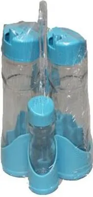 Produktbild von Menage Set 5tlg Essig Öl Salz Pfeffer Gewürzset Spender Kunstoff Glas Blau