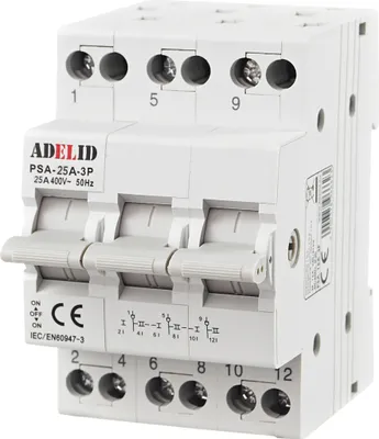 Produktbild von Wahlschalter Umschalter 1-0-2 25A 3-polig Reiheneinbau