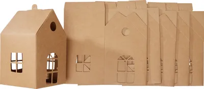 Produktbild von Folia Faltschachteln Lebkuchenhäuschen beige 6 St.