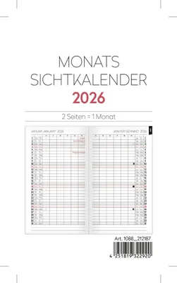 Produktbild von 2026 ADINA Monats-Sichtkalender 9x15cm 2S/1Monat Einlage