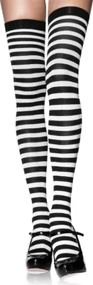 Image de Leg Avenue Bas rayés Noir/Blanc - Couleur : Noir