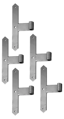 Produktbild von Alberts 844929 Tor-Mittelband, feuerverzinkt, spitze Form, zum Aufschrauben, 300 x 40 mm, Rollen-Ø16 mm, 5er Set