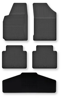 Image de Tapis de sol en caoutchouc + tunnel pour Renault Kangoo I 1997-2008 (break) – 5 pièces, noirs, semi-universel, adapté