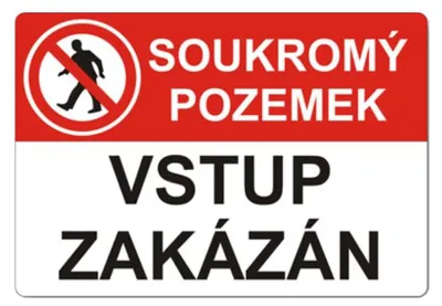 Obrázek produktu pro Bezpečnostní značka - plastová A4 "Soukromý pozemek, zákaz vstupu"