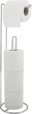 Zdjęcie produktu dla MSV uchwyt na rolkę papieru toaletowego stojący WxHxD: 15x54x15cm wolnostojący uchwyt na rolkę papieru Elegancki uchwyt na rolkę papieru toaletowego jako zamiennik uchwytu na rolkę srebrny