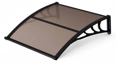 Productafbeelding van Ikodm overkapping voor deuropgang met afvoergoot, 120 x 100 cm, polycarbonaat, zwart/bruin
