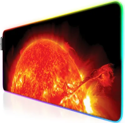 Produktbild von CSL RGB Gaming Mauspad, Gaming Mauspad - 800 x 300 mm XL Mousepad - LED Multi Color, Rote Sonne