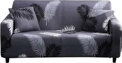 Obrázek produktu pro Elastický potah na pohovku 1 2 3 4místný slipcover stretch moderní vzor pohovka hodit pohovka kryt pohovka kryt pohovka (černé peří, 2 sedadla 140cm-190cm)