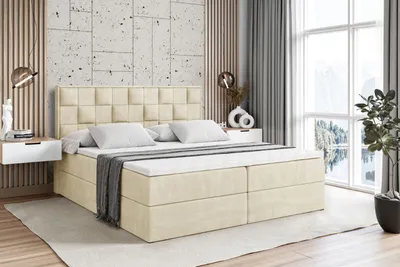 Produktbild von ALTDECOR Boxspringbett mit H4 Matratze und Topper - 140 x 200 cm - ZAFIRA - Beige Samt - Polsterbett mit Bettkasten und Lattenrost, Bett mit Stauraum