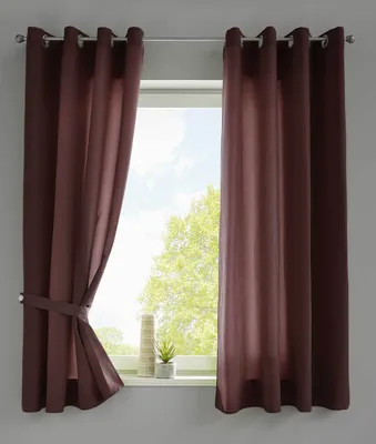 Produktbild von 2er Set Vorhänge Schal Ösen »Berlin« HxB 145x140 cm Braun Blickdicht Microsatin Lichtdurchlässig Uni Matt 20405N2