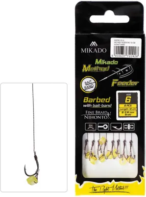 Produktbild von Method Feeder Vorfach mit Gummiband, Haken Nr. 8, Geflecht 0,14mm/10cm, 8 Stk.