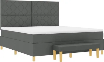 Image de vidaXL Lit boxspring avec matelas gris foncé 180 x 200 cm Tissu