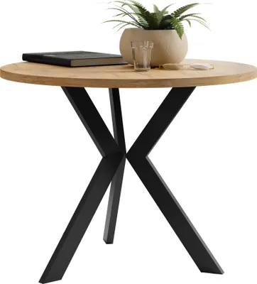 Produktbild von MIRJAN24 Couchtisch STK M6, Beine aus Stahl, 65x65x50 cm, Wohnzimmer (Farbe: Eiche Gold / Schwarz)