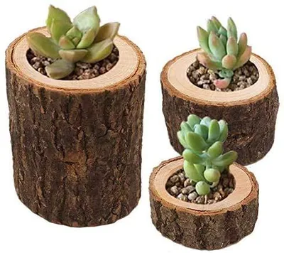 Kerzenhalter aus Holz, flammenlos, Dekoration, 3 Stück