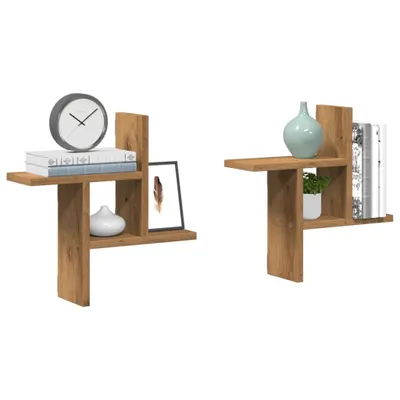 Produktbild von PUEAZU Wandregale 2 Stk. Artisan-Eiche 38x12x38 cm Holzwerkstoff - Wandregale &21575